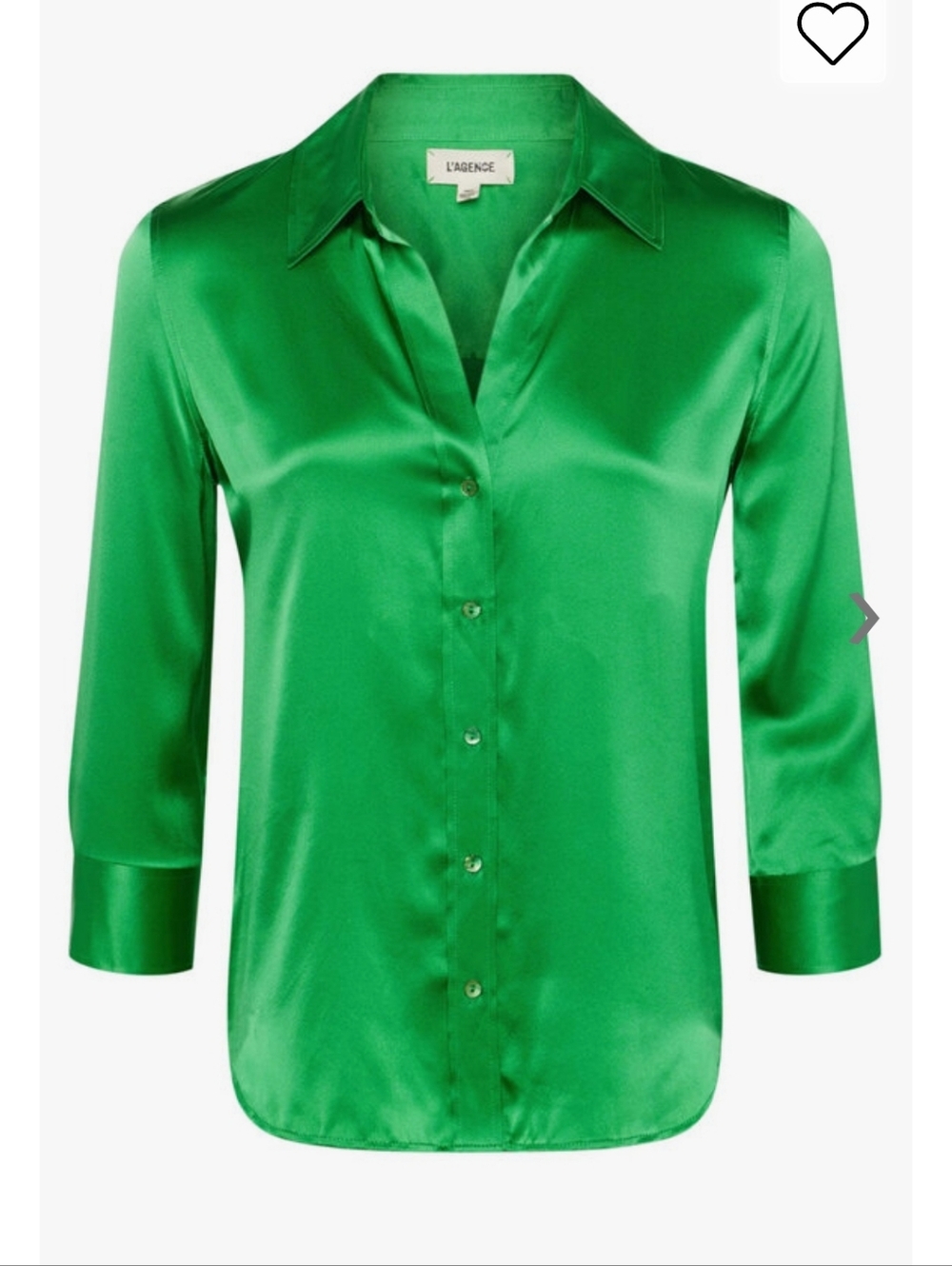 Women’s Green Satin Button-Up Blouse - Picture 3 of 9